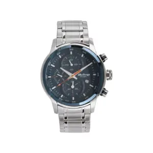 Titan Watch Titan Octane Quartz Chronograph Blue Round Dial Watch for Men with Silver Stainless Steel Strap 90086KM01