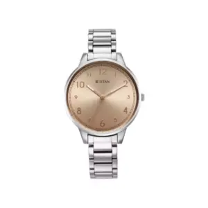 Titan Watch Titan Urban Quartz Analog Rose Gold Dial Watch for Women with Silver Metal Strap 2648SM08