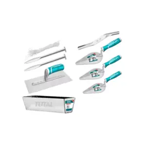 Total Tools Total 9pcs Construction Tools Set, Trowel & Bricklaying, Plastering Tools Set, Stainless Steel THKBPS0906