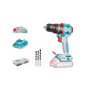 Total Tools Total Cordless Impact Drill 66Nm Lithium-ion 20V with Brushless Motor, 47pcs Accessories, 3pcs Masonry Drill Bits, 2pcs 2.0Ah Battery, 1pc Charger TIDLI20668