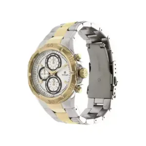 Titan Watch Titan Octane 2 Chronograph White Dial Watch for Men with Stainless Steel Strap 9308BM01