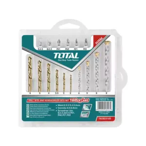 Total Tools Total Drill Bit Set & Screw Driver Bit Set 16pcs TACSD3165