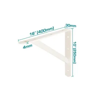 Total Tools Total Heavy Duty Shelf Bracket 10x16" with 6 Attachment Points, White THDSB1016