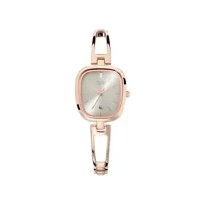 Titan Watch Titan Raga Viva 2 Grey Dial Analog Watch for Women with Date, Rose Gold Metal Strap 2604WM01