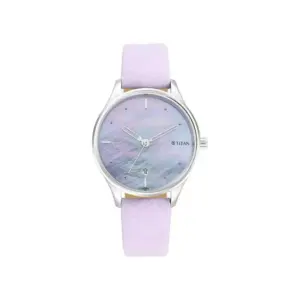 Titan Watch Titan Pastel Dreams Mother of Pearl Dial Analog Watch for Women with Date, Leather Strap 2670SL02