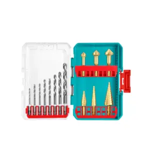 Total Tools Total HSS & Step Drill Bit, Hex Shank 14pcs Set TACSDL61401