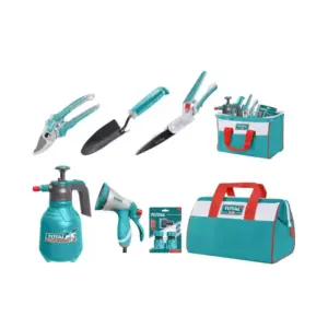Total Tools Total 7pcs Garden Tools Set with Trowel, Nozzle, Quick Connector, Pressure Sprayer, Tool Bag, Pruning & Glass Shears TOS23048