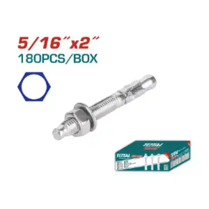 Total Tools Total Galvanized Wedge Anchor 5/16"x2" Carbon Steel, Zinc Plated Finish THWWA51621 (Pack of 180pcs)
