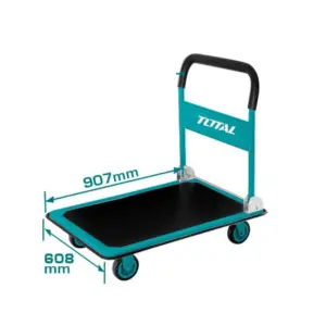 Total Tools Total Foldable Platform Hand Truck 300Kgs 907x608mm with Steel Handle, 5"PU Wheel, Non-Slip PVC Mat THTHP13002