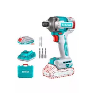 Total Tools Total Cordless Impact Driver 285Nm Lithium-ion 20V with Screwdriver Bits, Nut Setters, Battery & Charger TIRLI2028