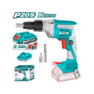 Total Tools Total Drywall Screwdriver Cordless, Lithium-ion 20V with 2.0Ah Battery, Charger, Screwdriver Bit & Bit Holder  TDSLI204200