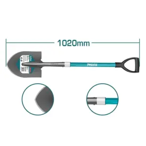 Total Tools Total Garden Steel Shovel with Fiberglass Handle THTH12102