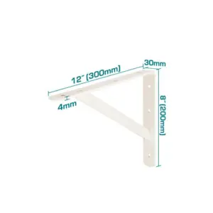Total Tools Total Heavy Duty Shelf Bracket 8x12" with 6 Attachment Points, White THDSB0812