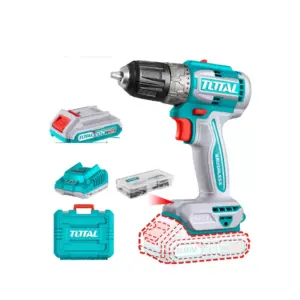 Total Tools Total Cordless Impact Drill 52Nm Lithium-ion 20V with Brushless Motor, 47pcs Accessories, 2pcs 2.0Ah Battery, 1pc Charger TDLI20453