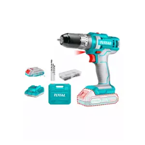 Total Tools Total Cordless Impact Drill 45Nm Lithium-ion 20V with 47pcs Accessories, 3pcs Masonry Drill Bits, 2pcs 2.0Ah Battery, 1pc Charger TIDLI201452