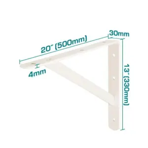 Total Tools Total Heavy Duty Shelf Bracket 13x20" with 6 Attachment Points, White THDSB1320