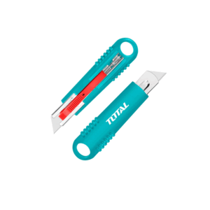 Total Tools Total Self Retracting Utility Knife/Snap Off Blade 140mm19x61​mm with Flat Push Button, Non Slip Ergonomic TRSUK19