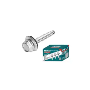 Total Tools Total Self Drilling Hex Screw with Rubber Washer, Zinc Plated 12x2" (5.5x50mm) 230pcs THWHD1221