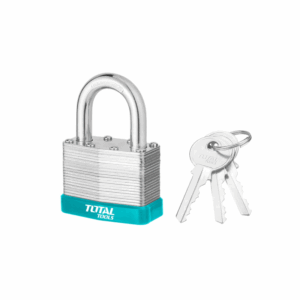 Total Tools Total Laminated Padlock 50mm with 3 Iron keys, Solid Brass Cylinder with Bolts TLPK36501