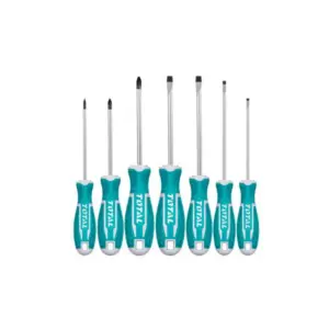 Total Tools Total 7pcs Screwdriver Set with New Design Handle, CRV Material, Round Blade THT2506072