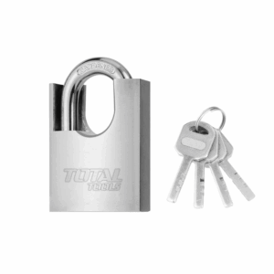 Total Tools Total Anti Prying Steel Padlock 50mm with Iron Brass & Special Design Cylinder, 4 Iron Keys TSLK35501