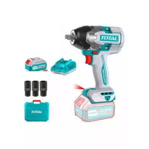 Total Tools Total Cordless Impact Wrench 1/2" Lithium-ion 20V with Brushless Motor, Integrated LED Work Light, Battery & Charger TIWLI2085
