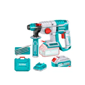 Total Tools Total Cordless Rotary Hammer Drill 2.0J SDS PLUS Lithium-ion 20V with 3pcs Drill Bits, Chisel, 4.0Ah Battery, Charger TRHLI202081