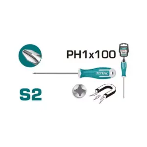 Total Tools Total Phillips Screw Driver PH1 x 100mm THT26PH1100