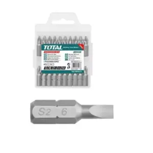 Total Tools Total Screw Driver Bit Set SL6.0 x 1.0 / 25mm, Magnetic, Nickel Plated 20pcs Set TAC16SL413