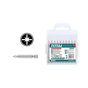 Total Tools Total Screw Driver Bit Set PZ2 50mm, Magnetic, S2 Nickel Plated 10pcs Set TAC16PZ223