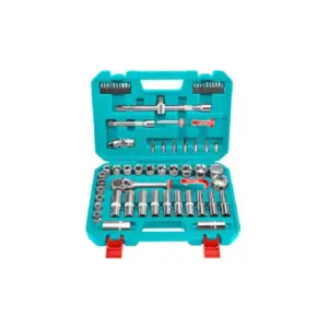 Total Tools Total Socket Set 1/2" with Three Colour Soft Handle, Chromed Plated, Heat Treated THT121602 (Pack of 62pcs)