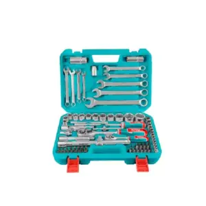 Total Tools Total Socket Set 1/4" & 1/2" with Three Colour Soft Handle, Chromed Plated, Heat Treated THT421802 (Pack of 82pcs)