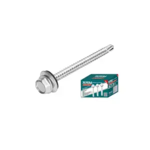 Total Tools Total Self Drilling Hex Screw with Rubber Washer, Zinc Plated 14X4" (6.3x100mm) 80pcs THWHD1441