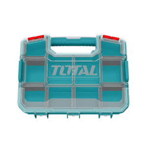 Total Tools Total Empty Tool Box Plastic Organizer 37 x 29.6 x 6.5cm with Built in Carry Handle and Latch for Easy Transport, Removable Dividers TPBX1151