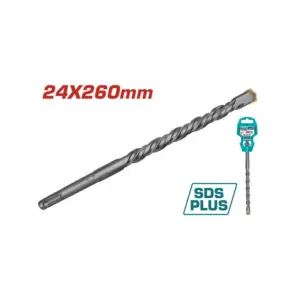 Total Tools Total Hammer Drill Bit SDS Plus 24 x 260mm High Quality Cross Head Carbide Tip Chrome Alloy Steel TAC312403