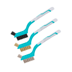 Total Tools Total Abrasive Wire Brush 180mm/7" 3pcs Set, Three Mini Cleaning Brushes with Nylon, Brass and Wire Bristles TAC38033