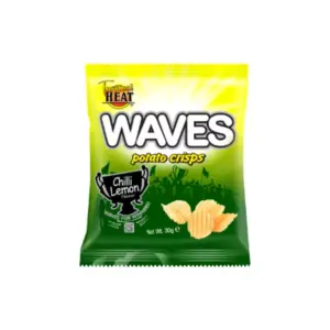 Tropical Heat Waves Crisps Chilli Lemon 30g, High Quality, Super Taste, Perfect Balance of Crunch and Robust Flavour (Pack of 36)