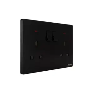 Tronic Estia Twin Switch Socket with Neon Black TS 5213-BK