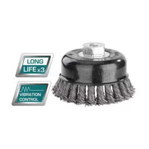 Total Tools Total Wire Cup Brush with Nut 75mm Twisted Hard Silver TAC32035