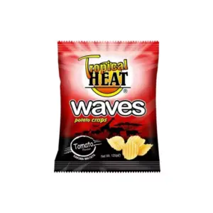 Tropical Heat Waves Crisps Tomato 125g, High Quality, Super Taste, Perfect Balance of Crunch and Robust Flavour (Pack of 12)