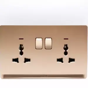 Tronic Estia Universal Twin Socket Switch 13 Amps Neon Black TD 5213-UN-BK