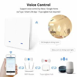 Tuya Smartlife Smart Switch WiFi Push Button 1 Gang Wired White