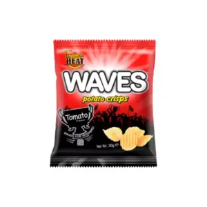 Tropical Heat Waves Crisps Tomato 30g, High Quality, Super Taste, Perfect Balance of Crunch and Robust Flavour (Pack of 36)