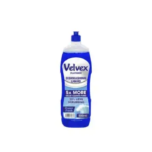 Velvex Platinum Dishwashing Liquid, Ocean Fresh, 500ml, Pack of 6 Pcs