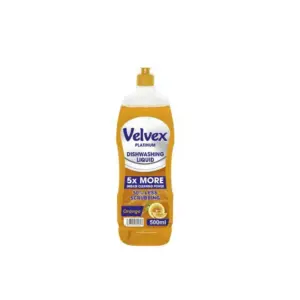 Velvex Platinum Dishwashing Liquid, Orange, 500ml, Pack of 6 Pcs