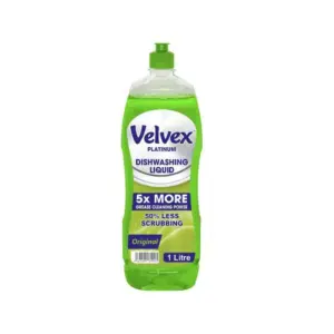Velvex Platinum Dishwashing Liquid, Original, 1L, Pack of 6 Pcs