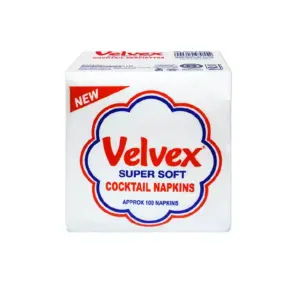 Velvex Cocktail Serviettes White Pack of 60