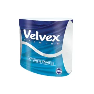 Velvex Premium Laminated Kitchen Towel Rolls Twin Pack White (Pack Of 24Pcs)