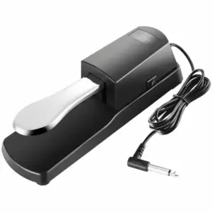 Faith Universal Electronic Organ Piano Keyboard Sustain Pedal - Chrome Plated Damper Pedal for Musical Instruments, Featuring a Durable Plastic Shell.