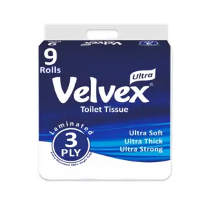 Velvex Premium Ultra Toilet Tissue 3Ply (Pack of 9Pcs)